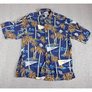 Reyn Spooner Tampa Bay Rays Button Up Hawaiian‎ Shirt Men's Large Blue